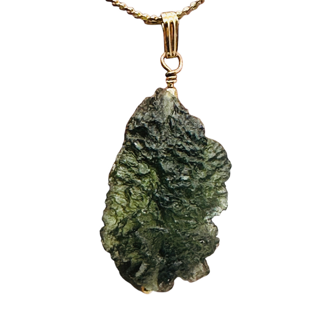 Moldavite 33ct 14K Gold Filled Tektite Pendant | 1 1/2