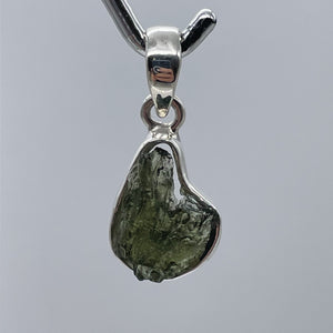 Moldavite 10.99ct Sterling Silver Teardrop Pendant | 1" Long | Green | 1 Pendant