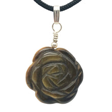 Load image into Gallery viewer, Hand Carved Tigereye Rose Flower Pendant | 1.5&quot; Long | 509290TES
