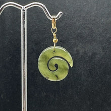 Load image into Gallery viewer, Jade New Zealand Maori Koru Sterling Silver Pendant | Green | 1&quot; Long |
