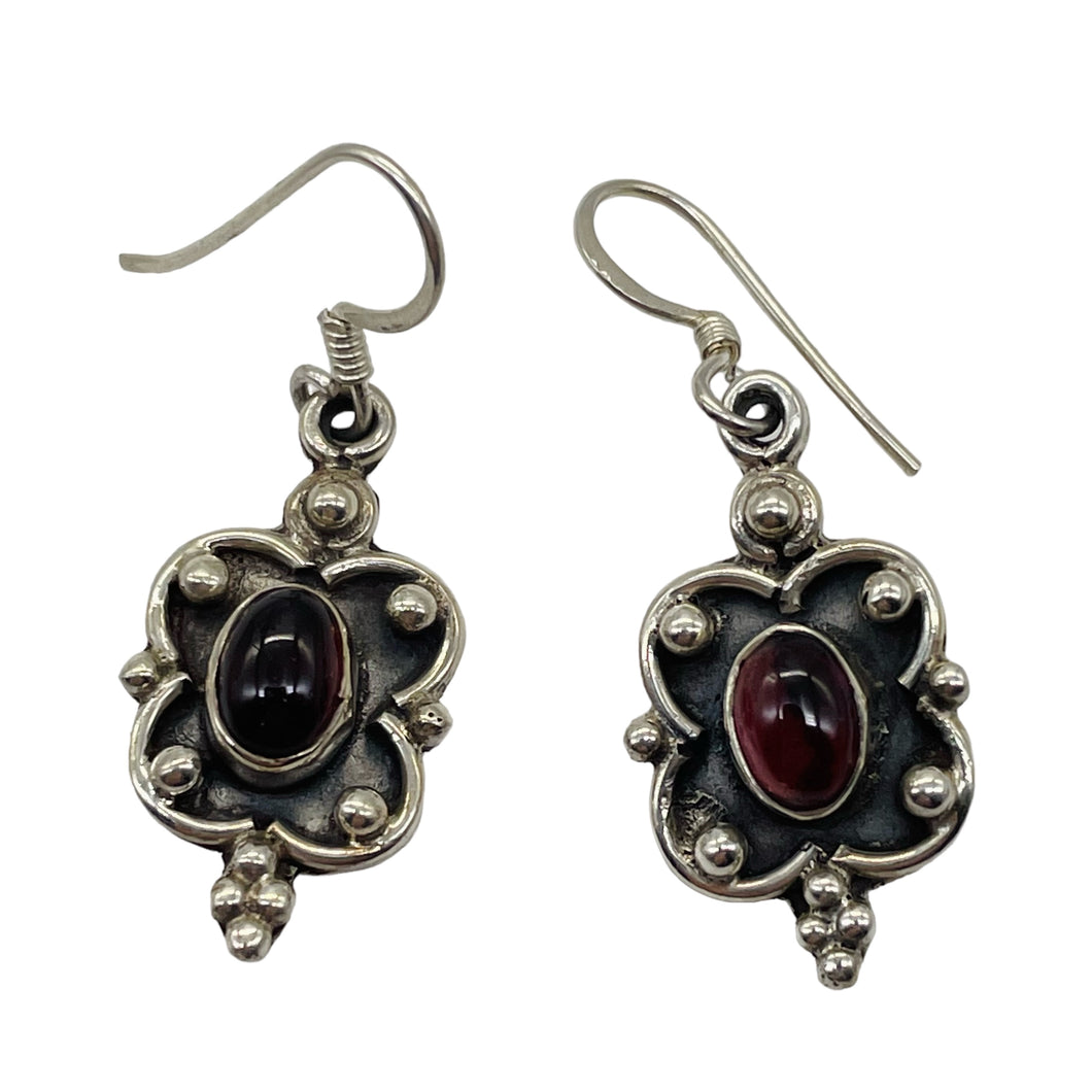 Stellar Red Garnet & 925 Sterling Silver Drop/Dangle Earrings | 1 1/4
