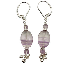 Load image into Gallery viewer, Enchanting Fluorite 15x10mm Bead Dangle Silver Lever Back Earrings! | 2&quot; Long |
