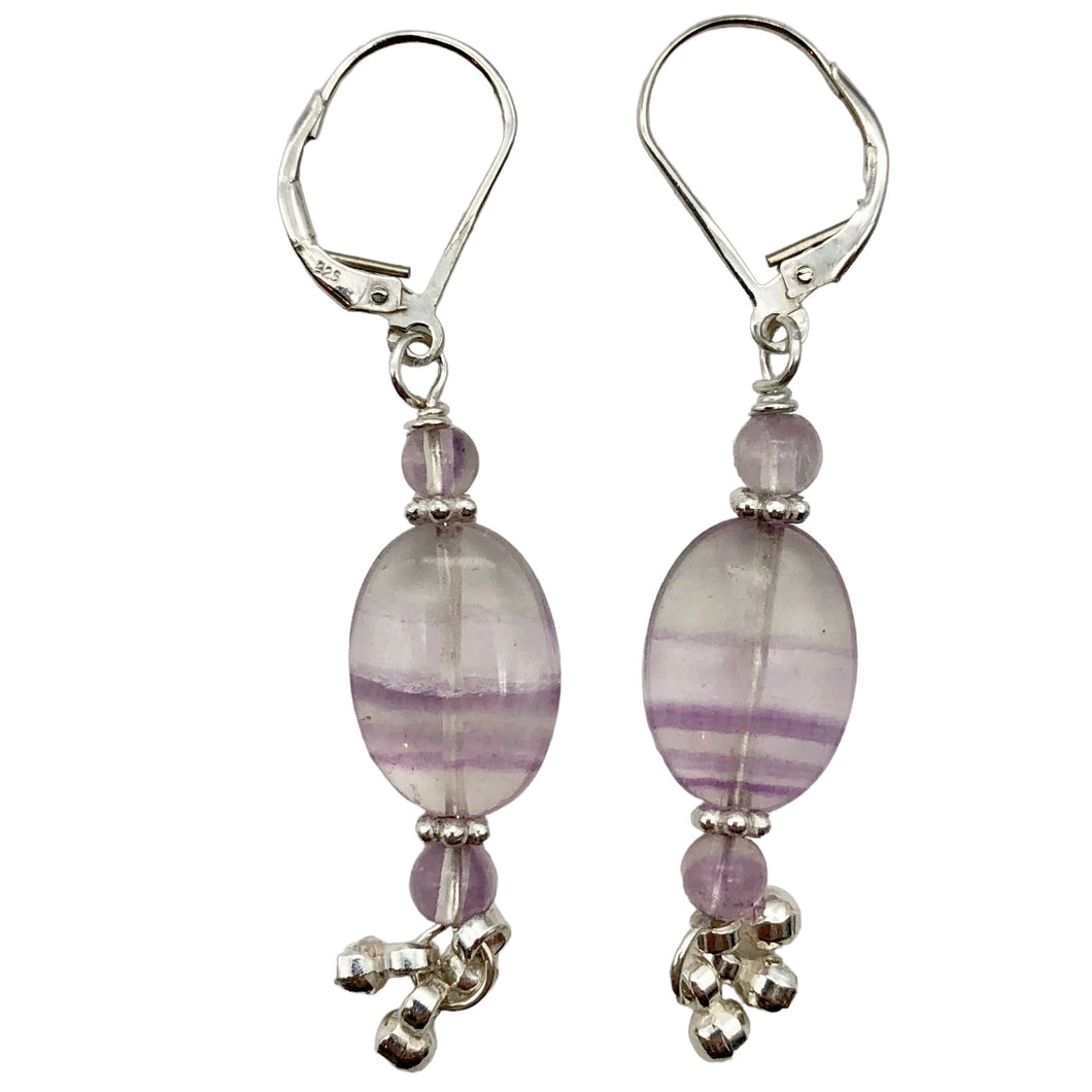 Enchanting Fluorite 15x10mm Bead Dangle Silver Lever Back Earrings! | 2