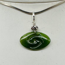 Load image into Gallery viewer, Jade New Zealand Maori Koru Sterling Silver Pendant | Green | 1&quot; Long |
