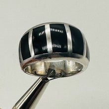 Load image into Gallery viewer, Onyx Sterling Silver Designer Ring | Size 7.5 | Black, Silver | 1 Ring |
