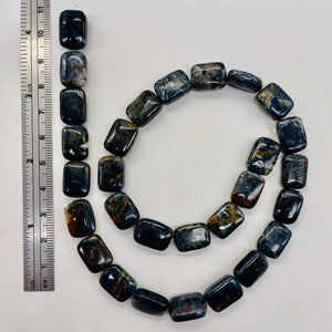 Pietersite Rectangle Bead Strand| 15x10x4mm | Deep Blue Black | 29 Beads |