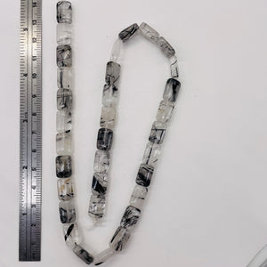 Tourmalinated Quartz Half Strand | 12x8x5mm | Clear White Black | 16 Beads |