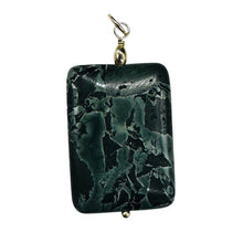 Load image into Gallery viewer, Tsunami Stone 14K Gold Filled Rectangle Pendant | 35x25x7.5mm | Green White | 1
