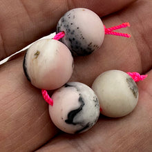 Load image into Gallery viewer, Peruvian Opal Matte Finish Round Bead Parcel | 12mm | Pink, Black | 4 Beads |
