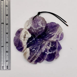 Amethyst Carved Pendant Flower | 55x8mm | Purple White | 1 Bead |