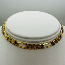 Load image into Gallery viewer, Italian 18K Gold Vermeil Figaro Chain Bracelet 7mm 16" Sterling Silver 25g
