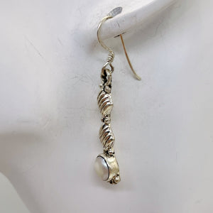 Fresh Water Pearl Sterling Silver Dangle Earrings | 1 3/4" Long |White | 1 Pair|