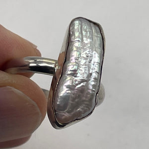 Biwa Pearl Sterling Silver Ring | Size 10 | Lavender Pink White | 1 Ring |