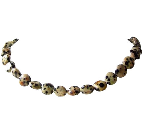 Rustic Dalmatian Jasper Coin Bead 8 inch Strand 008459A