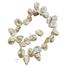 Load image into Gallery viewer, Natural Keshi Freshwater Pearl Half Strand Creamy White 26 Rose Petal Pearls
