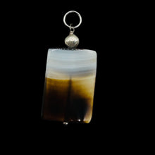 Load image into Gallery viewer, Sardonyx Agate Sterling Silver Pendant | Orange, White, Black | 1 3/4&quot; Long |
