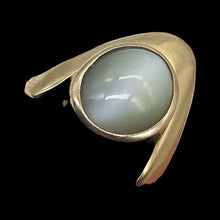 Load image into Gallery viewer, Cats Eye Chrysoberyl 14K Gold Ring 12x10mm Stone | Size 8 | White, Green Tint |
