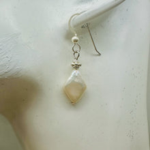 Load image into Gallery viewer, White Freshwater Pearl Dangle Earrings Sterling Silver 14x10mm 1.25 Inch
