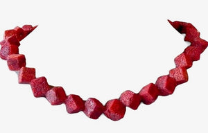 Diagonal Cube Red Sponge Coral 8 inch Bead Strand 004582HS