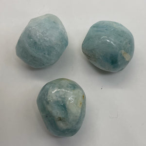 Aquamarine Smooth Nugget Bead Parcel | 19x16x16 - 18x19x17mm | Blue | 3 Beads |