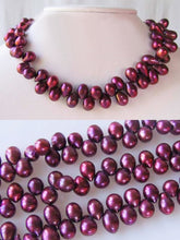 Load image into Gallery viewer, 6 Radiant Raspberry Teardrop Briolette Pearls 10131
