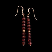 Load image into Gallery viewer, Champagne Garnet AAA 4mm Round Bead Dangle Earrings | 2" Long | Red |
