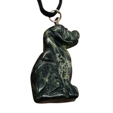Load image into Gallery viewer, Kambaba Jasper Puppy Dog Pendant Necklace | 3/4&#39; Long| Black, Green | 1 Pendant|
