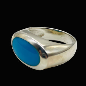 Turquoise Sterling Silver Oval Ring | Size 8 | Blue | 1 Ring |