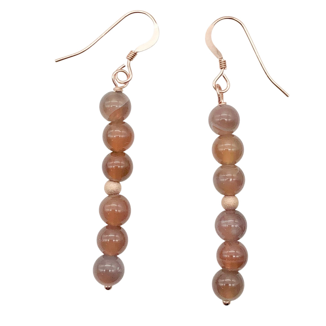 Botswana Agate 14K Rose Gold Filled Earrings | 5.5mm | Purple | 2
