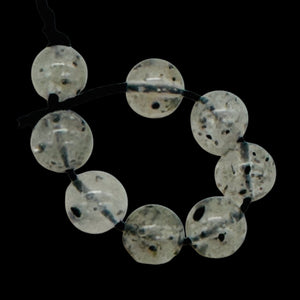 Tourmalinated Quartz Bead Parcel |7mm | 2 1/4" Long | Clear, Black | 8 Beads |