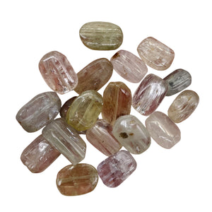 Kunzite Flat Nugget Bead Strand | 22x15x6 to 19x14x8mm | Green, Clear| 19 Beads|