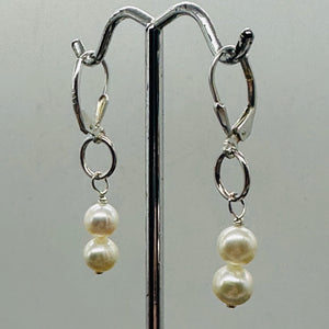 AAA Natural White 6.5-6mm Pearl Solid Sterling Silver Earrings 304499B