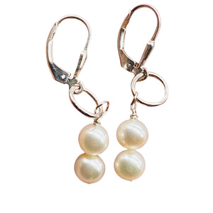 AAA Natural White 6.5-6mm Pearl Solid Sterling Silver Earrings 304499B
