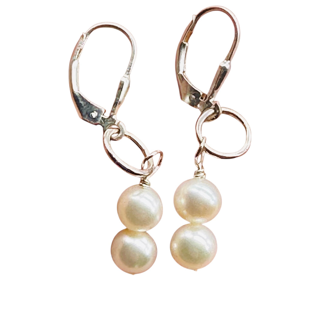 AAA Natural White 6.5-6mm Pearl Solid Sterling Silver Earrings 304499B