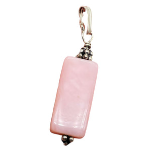 Universal Love! Rectangle Rose Quartz Sterling Silver Pendant | 1 1/2" Long |