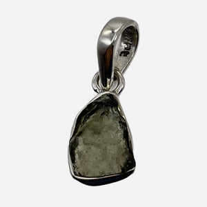 Moldavite 7.661ct Sterling Silver Triangle | 7/8" Long | Green | 1 Pendant |
