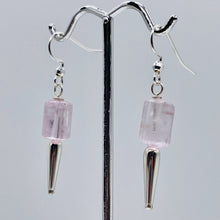 Load image into Gallery viewer, Kunzite Crystals Sterling Silver Dangle Earrings | 2 1/2" Long | Pink | 1 Pair |
