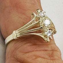 Load image into Gallery viewer, Three Stone Cubic Zirconia Promise Ring Sterling Silver Size 6.75
