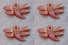 Load image into Gallery viewer, Dragonfly Premium Hand Carved Etched Pink Mussel Shell Beads | 16x10mm| 2 Beads|
