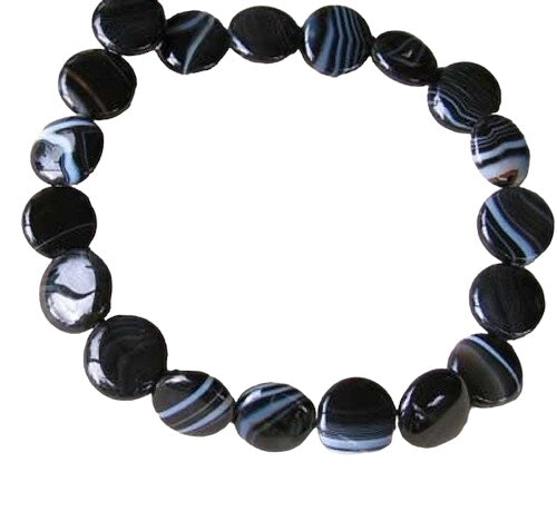 Black & White Sardonyx 14mm Coin Bead 8