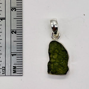 Moldavite 9.52ct Sterling Silver Rectangular Pendant| 1" Long| Green| 1 Pendant|