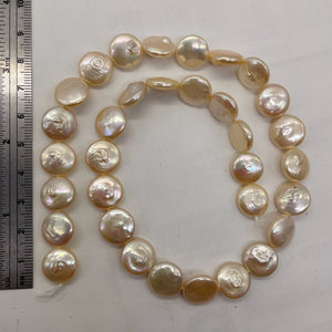 Natural Perfect Peach FW Coin Pearl Strand 104765