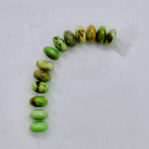 Gaspeite High Grade 7mm Rondelle Beads | 7mm | Green Brown | 2 Beads |