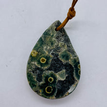 Load image into Gallery viewer, Druzy Ocean Jasper Pendant Teardrop | 50x33x8mm | Green Yellow | 1 Bead
