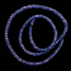 Tanzanite Faceted Graduated Rondelle Bead 17" Strand | 5x3 to 3x2mm | 190 Beads|