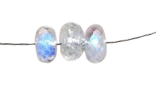 3 Rainbow Moonstone Fctd Roundel Beads 7487