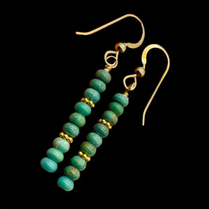 Unique Natural USA Blue Turquoise 14K Gold Filled Earrings | 2" Long |