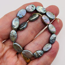 Load image into Gallery viewer, Platinum Green Oval Coin Pearl 8&quot; Strand 9948HS
