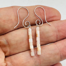 Load image into Gallery viewer, Pink Mother of Pearl Sterling Silver Earrings with Spiral Hook | 1 3/4" Long |

