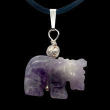 Load image into Gallery viewer, Amethyst Carved Elephant Sterling Silver Pendant |20x16x9mm (Elephant)|
